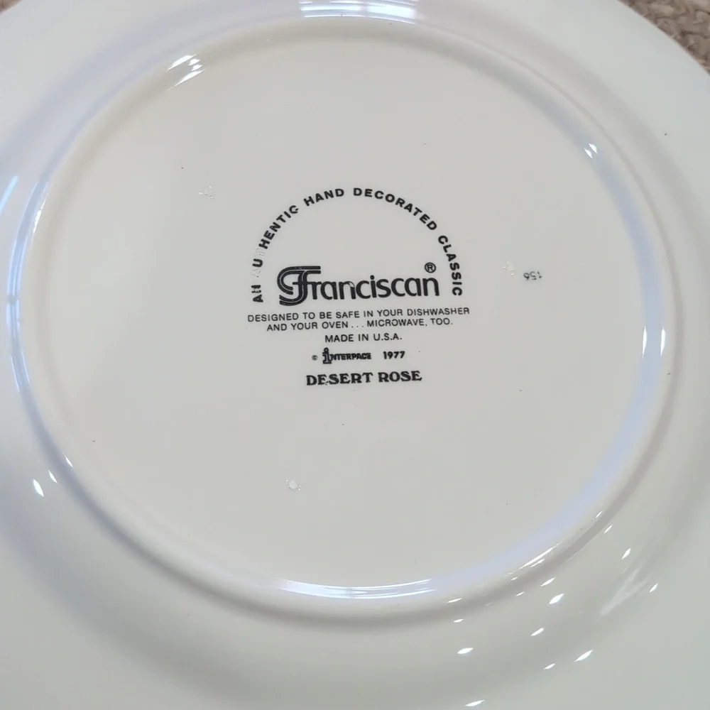Vintage (2) Two Franciscan Desert Rose Earthenware Dinner Plates 10 5/8